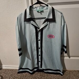 Horse Power Mens Graphic Button Up Shirt Dodge Charger 1968 Bowling Shirt L